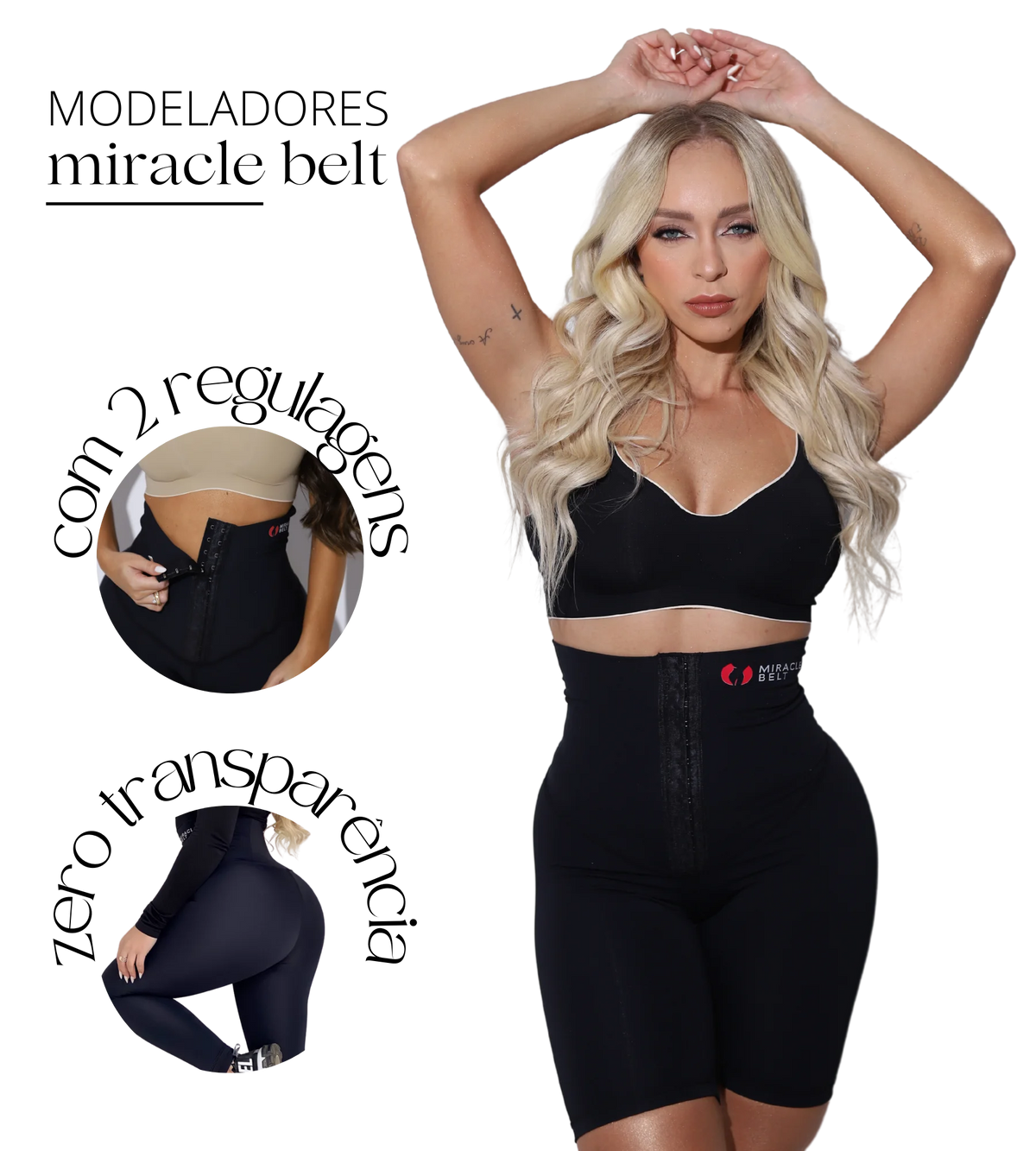Cinta Faixa 4 Fechos e Sutiã Modelador + Miracle Gummy